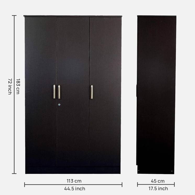 Derby 3 Door Wardrobe In Wenge Finish