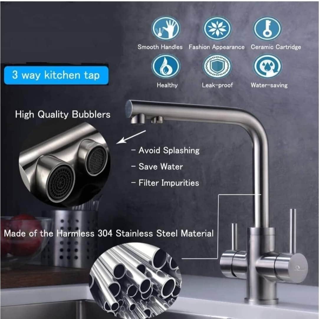 Vermeer Countertop Mounted Kitchen 3 in 1 Sink Mixer - rear_view