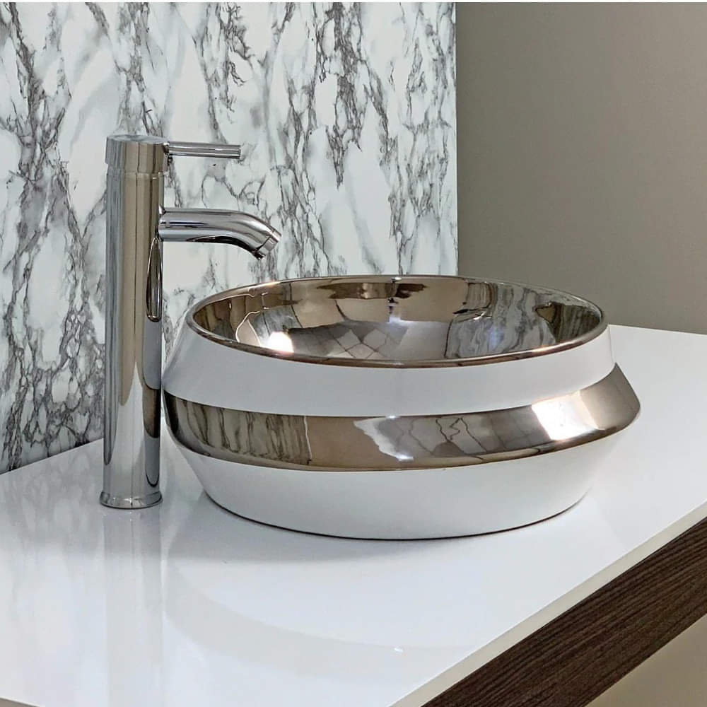 Nantes Toyo 267 White & Silver Wash Basin - photo