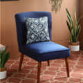 Ebony Velvet Slipper Chair In Blue Colour - photo