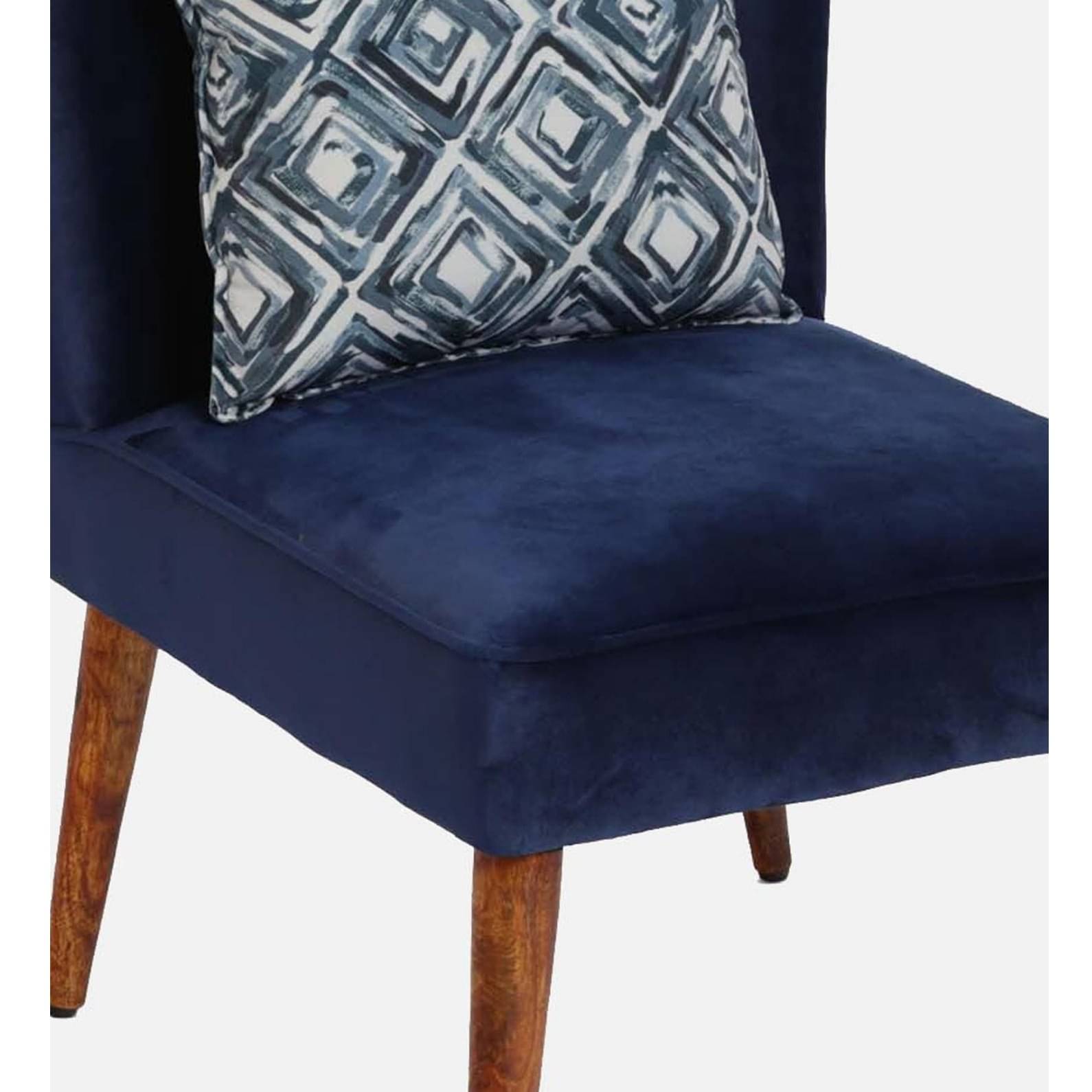 Ebony Velvet Slipper Chair In Blue Colour