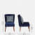 Ebony Velvet Slipper Chair In Blue Colour - top_view