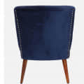 Ebony Velvet Slipper Chair In Blue Colour - rear_view