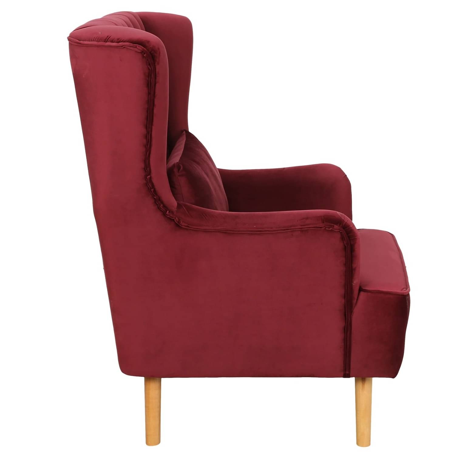 Iconic Velvet Wing Chair In Red Color