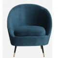 Alfie Velvet Barrel Chair in Teal Color with Foot Stool - front_view