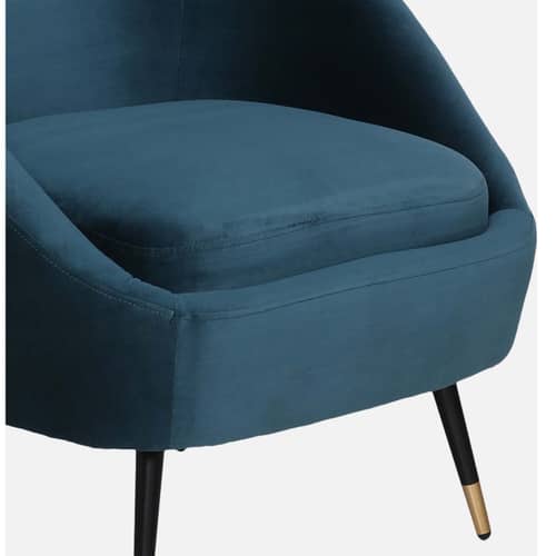 Alfie Velvet Barrel Chair in Teal Color with Foot Stool