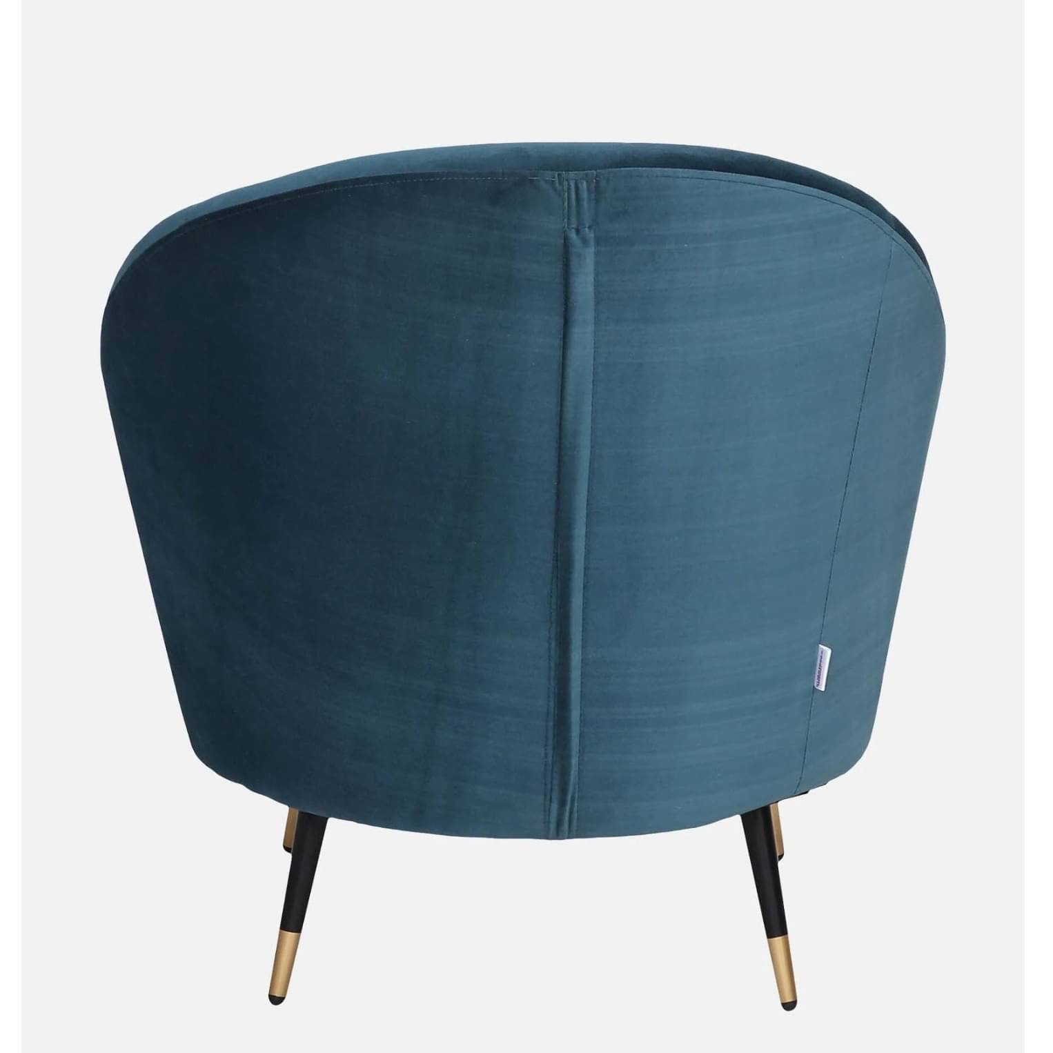 Alfie Velvet Barrel Chair in Teal Color with Foot Stool
