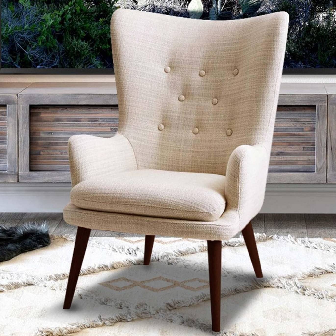 Chelsea Fabric Lounge Chair in Beige Color