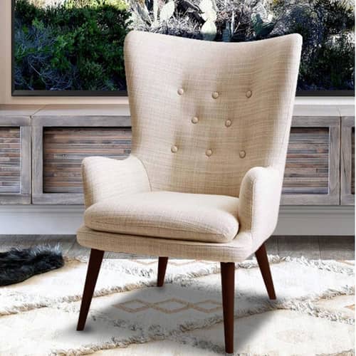 Chelsea Fabric Lounge Chair in Beige Color