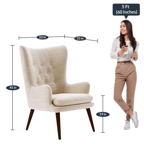 Chelsea Fabric Lounge Chair in Beige Color