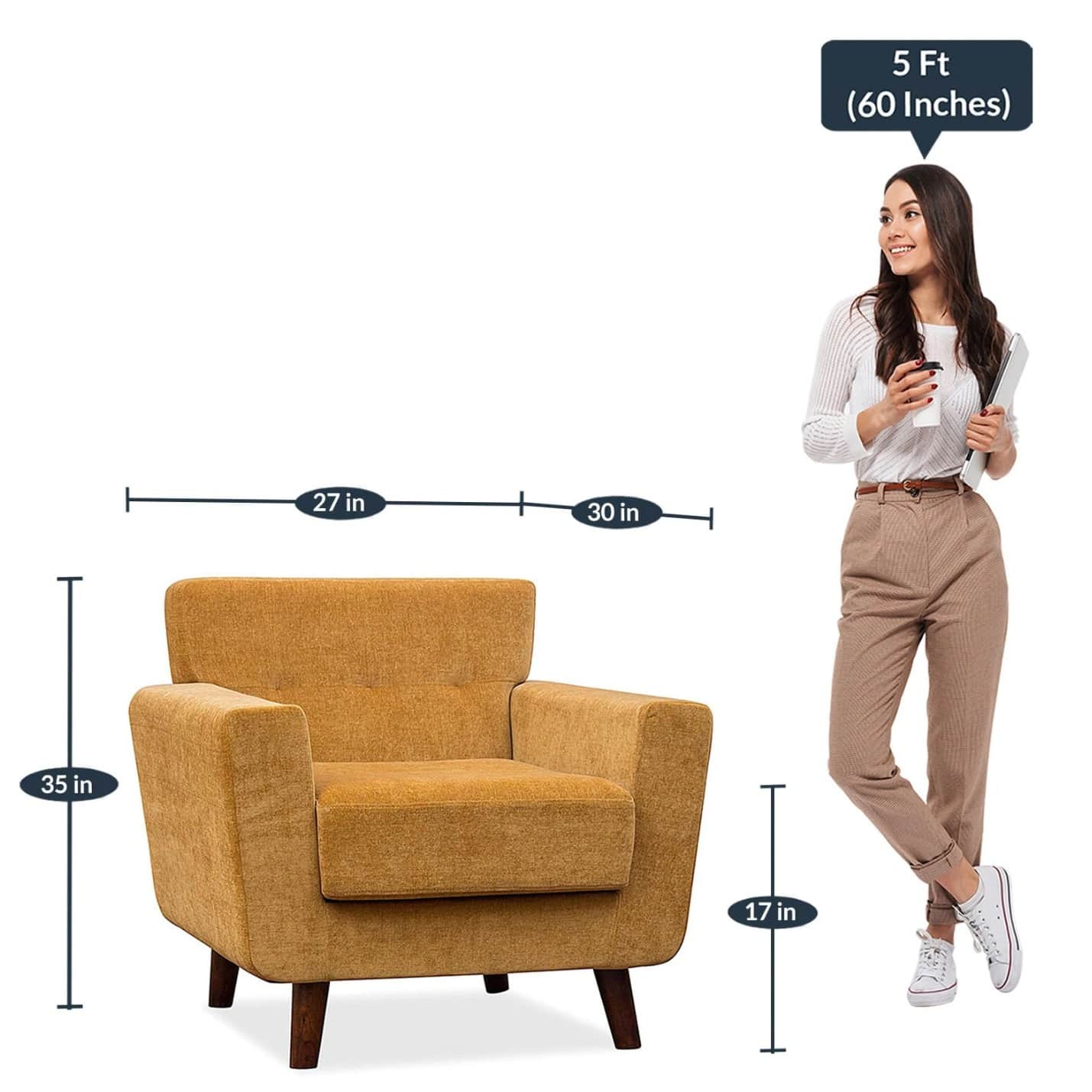 Jacob Fabric Arm Chair in Orange Color - top_view