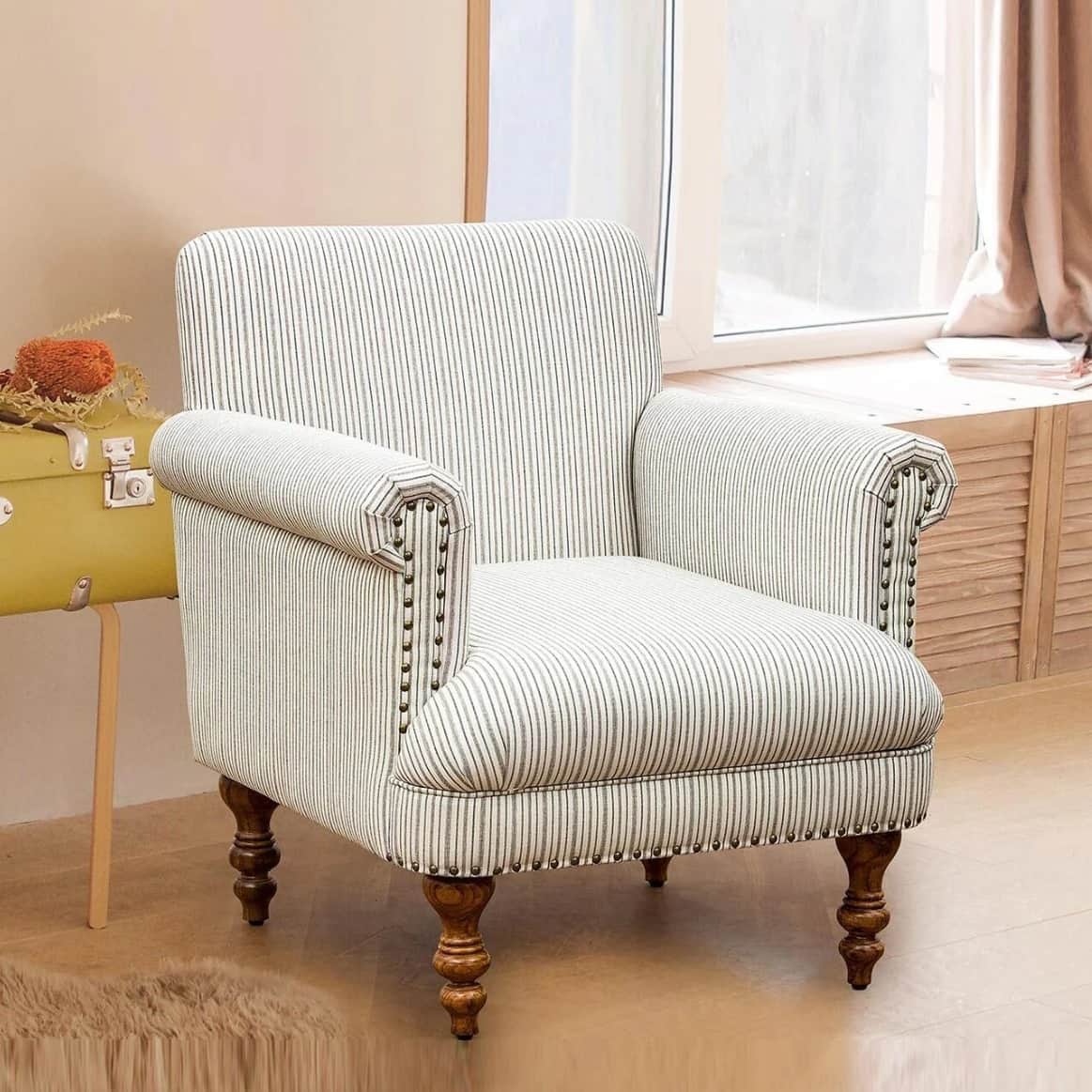 Otto York Fabric Lounge Chair in White Color - front_view
