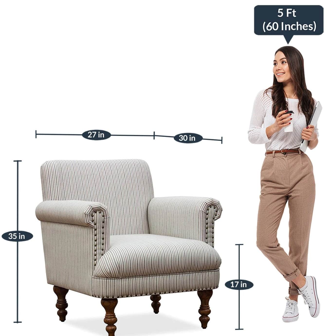 Otto York Fabric Lounge Chair in White Color - top_view