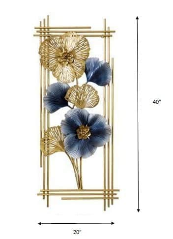 Floral Twin Frames Metal Wall Art 40*20 Inches - right_view