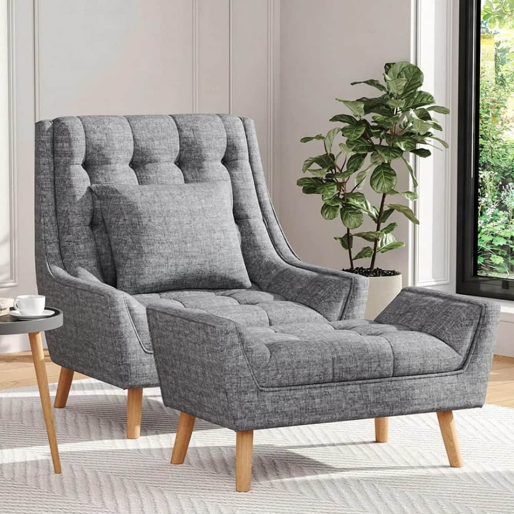 Anjaneya Bora Arm Chair With Footstool - photo