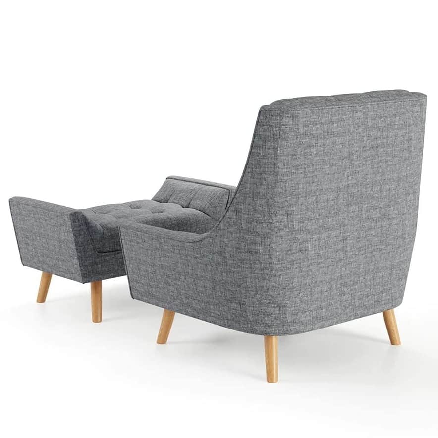 Anjaneya Bora Arm Chair With Footstool - rear_view