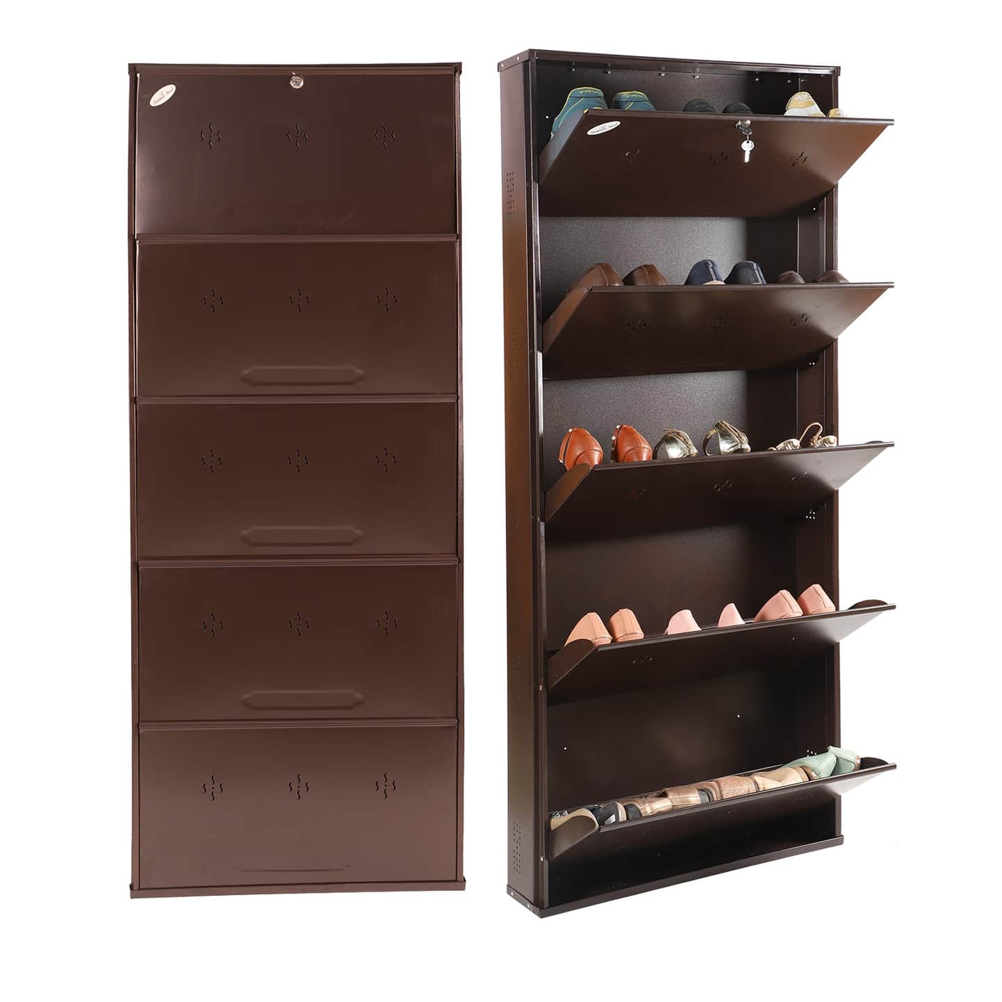 Barcelona Metallic Shoe Rack In 5 Tier - top_view