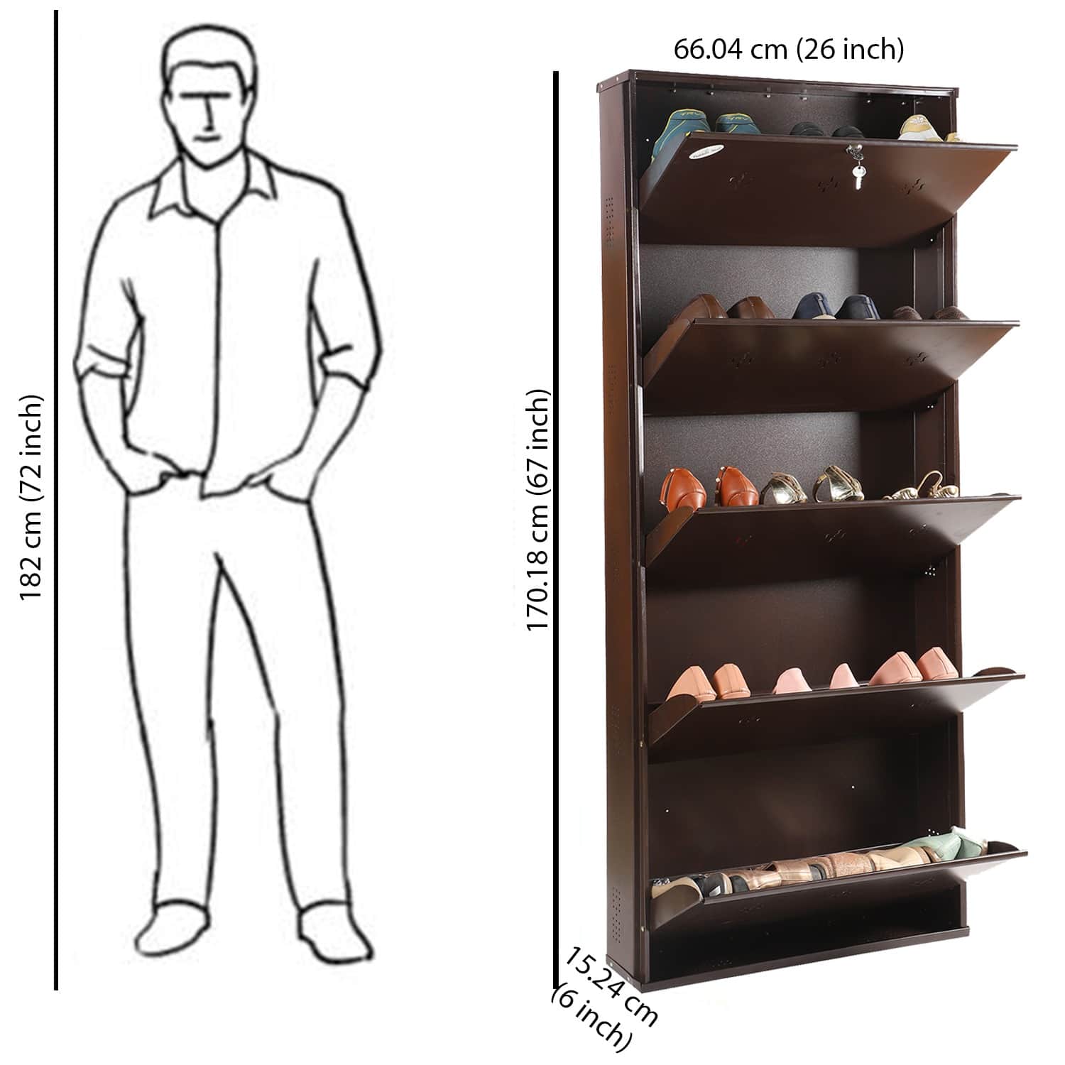 Barcelona Metallic Shoe Rack In 5 Tier - rear_view