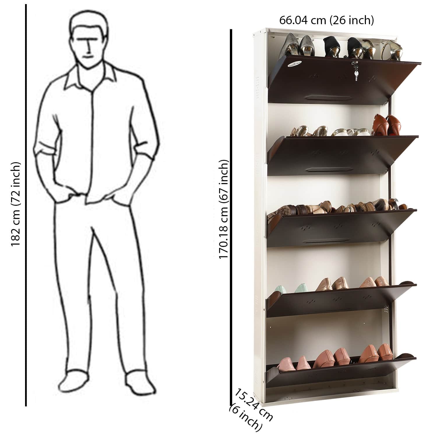 Bergen Wall Mounted Metallic Shoe Rack - rear_view