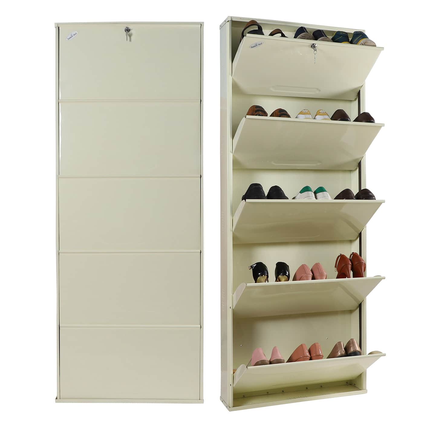 Bruges Wall Mounted Metallic Shoe Rack In White - top_view