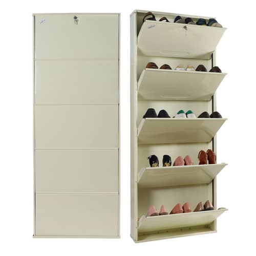 Bruges Wall Mounted Metallic Shoe Rack In White