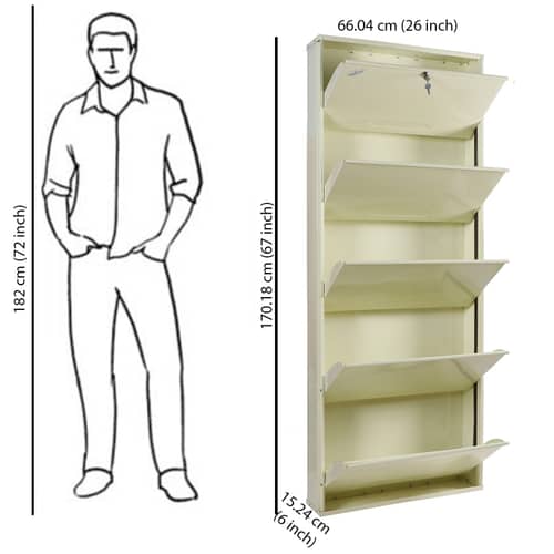 Bruges Wall Mounted Metallic Shoe Rack In White