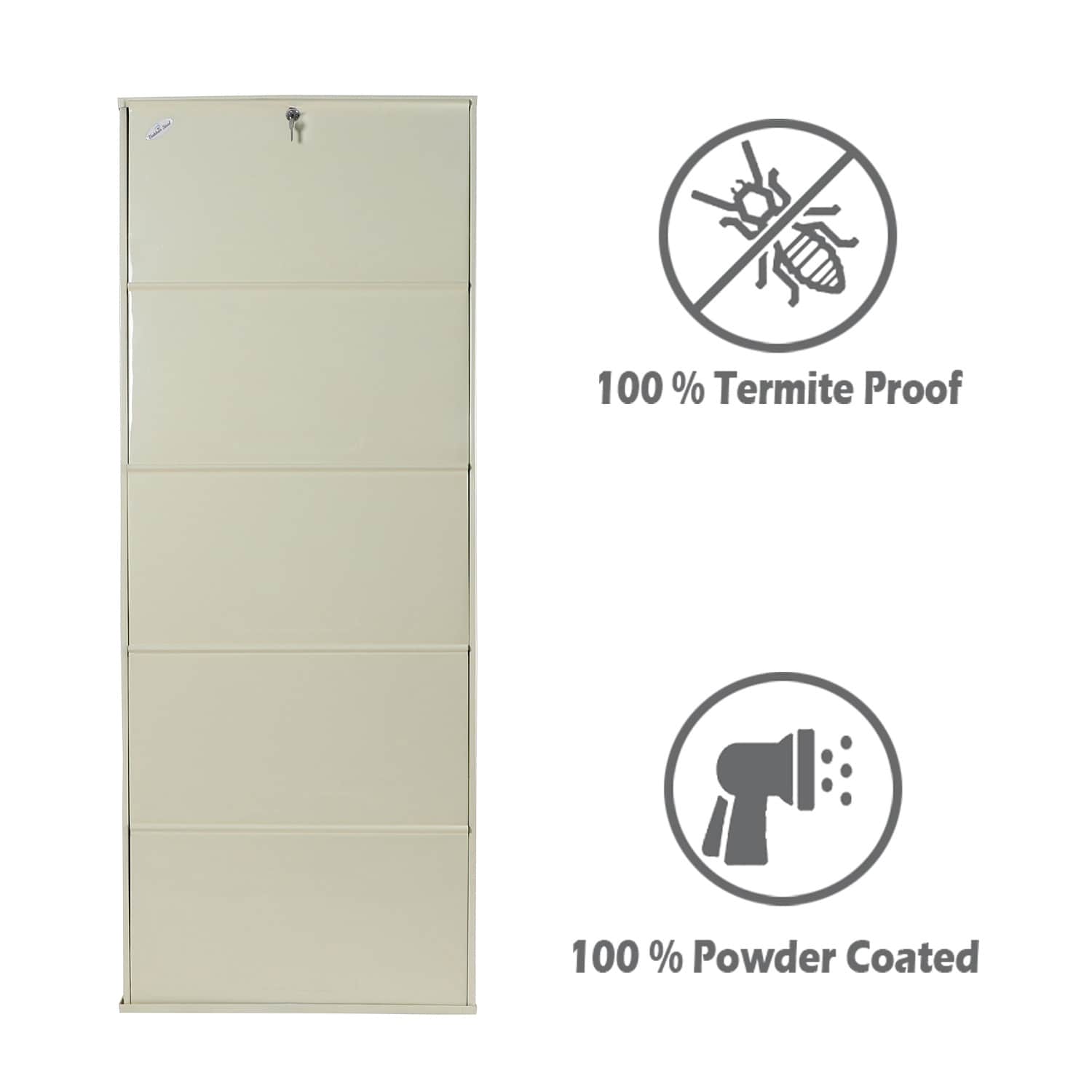 Bruges Wall Mounted Metallic Shoe Rack In White - left_view