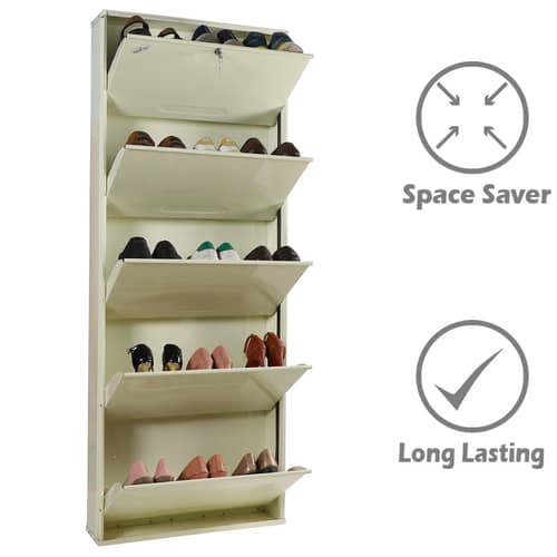 Bruges Wall Mounted Metallic Shoe Rack In White