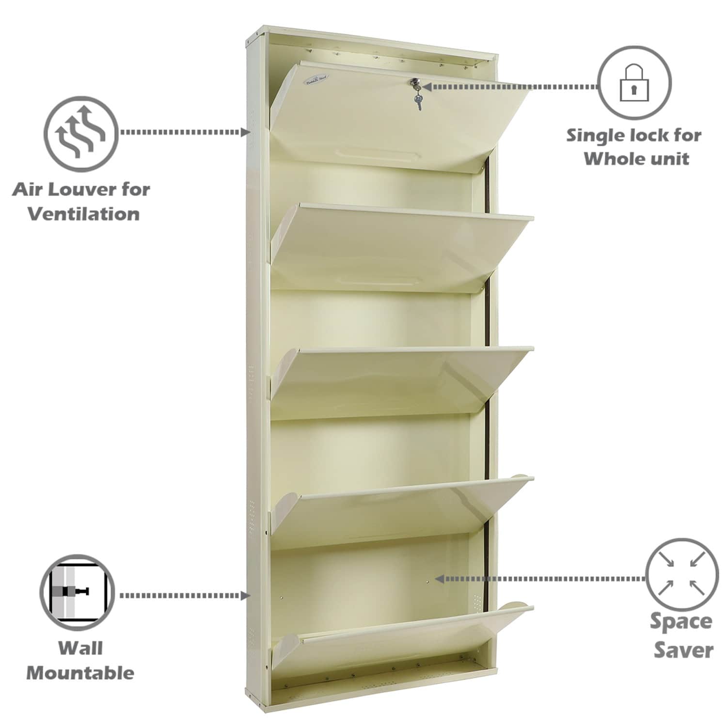 Bruges Wall Mounted Metallic Shoe Rack In White - bottom_view