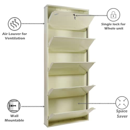 Bruges Wall Mounted Metallic Shoe Rack In White