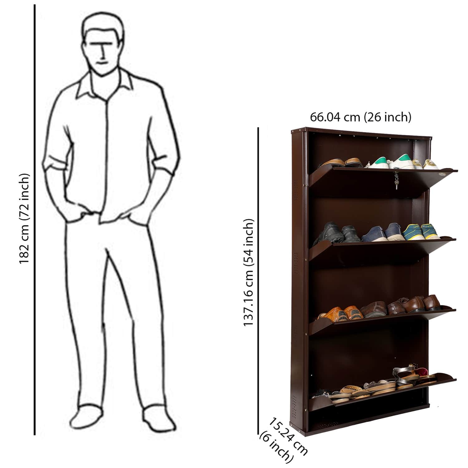 Bruges Wall Mounted Metallic Shoe Rack - rear_view