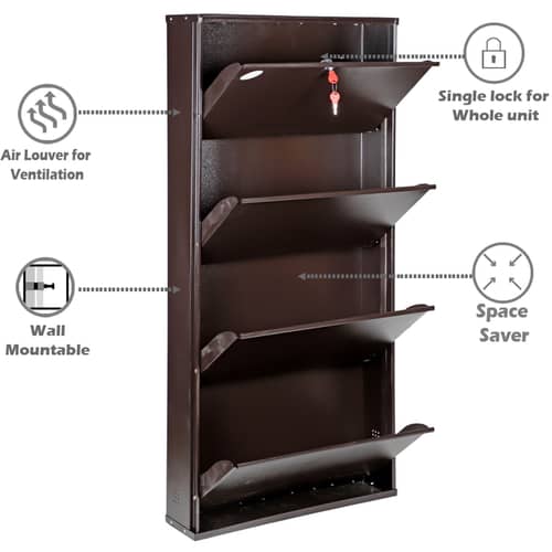 Bruges Wall Mounted Metallic Shoe Rack