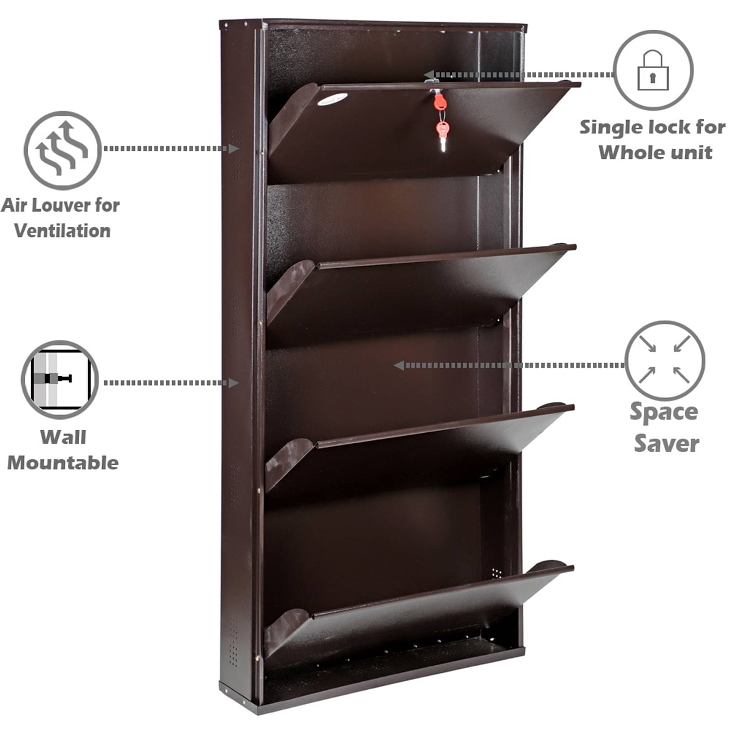 Bruges Wall Mounted Metallic Shoe Rack