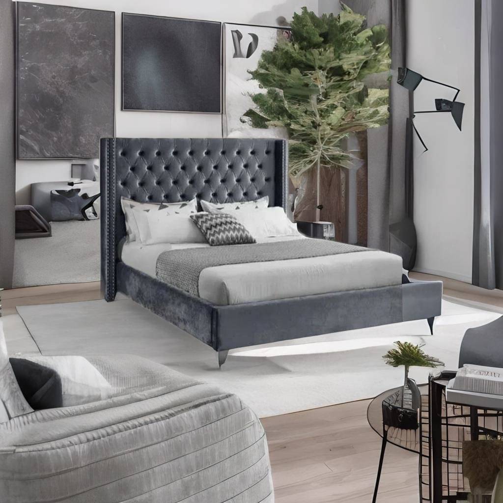 Modern | Contemporary Velvet Upholstered Bed