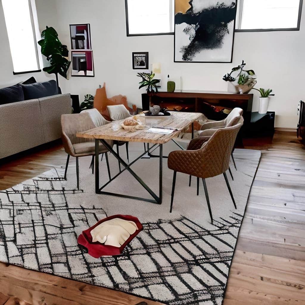 Warren Dining Table With 6 Leather Chairs - front_view