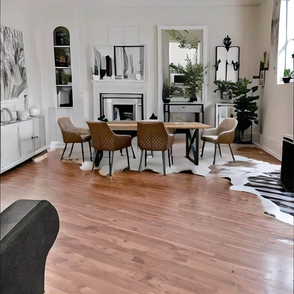 Warren Dining Table With 6 Leather Chairs - top_view