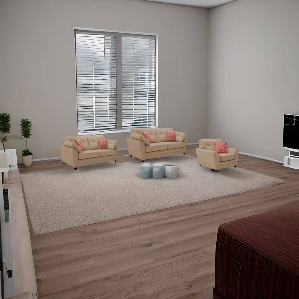 Wooden 6 seater Fabric Sofa Set (3+2+1)