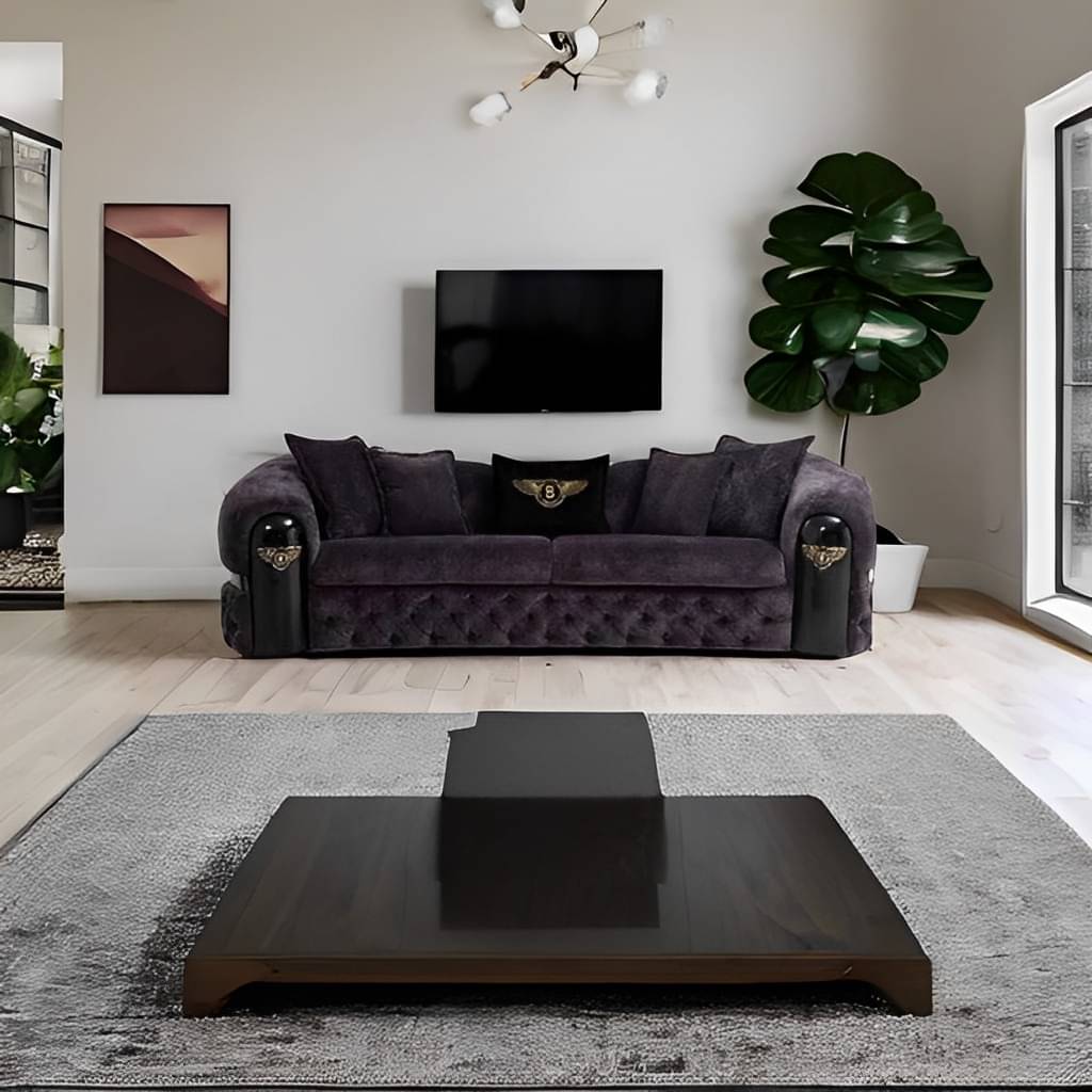 Xenia 3 Seater Velvet Purple Sofa