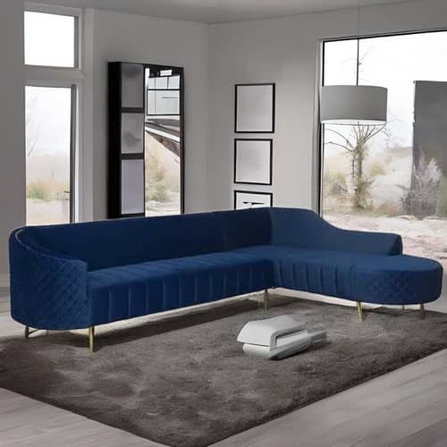 Yolo Velvet LHS Sectional Sofa in Royal Blue Colour
