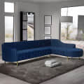 Yolo Velvet LHS Sectional Sofa in Royal Blue Colour - photo
