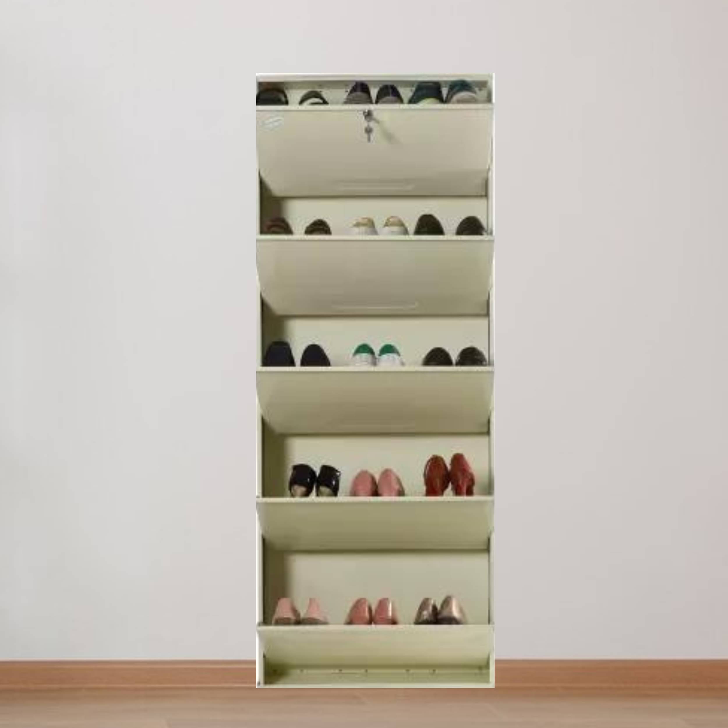 Bruges Wall Mounted Metallic Shoe Rack In White