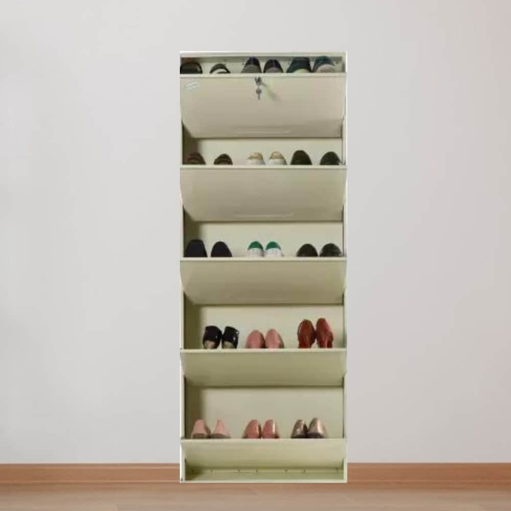 Bruges Wall Mounted Metallic Shoe Rack In White - photo