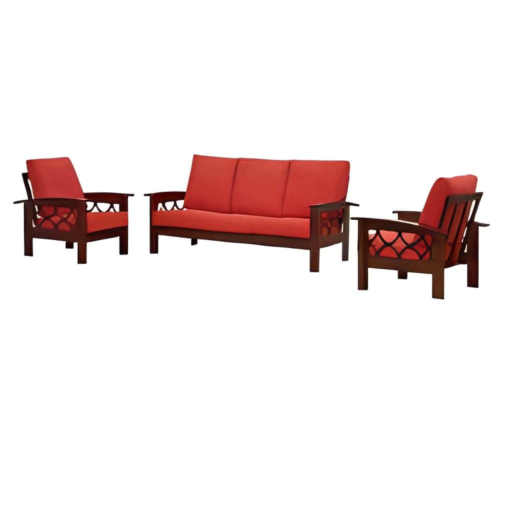 Ruwais Marvel Wooden Sofa Set - rear_view
