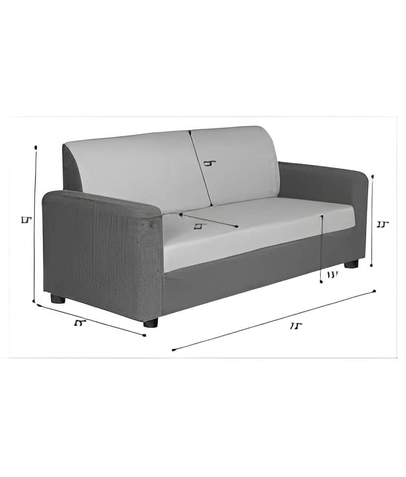 Hugo Contemporary 3 Seater Grey Sofa - rear_view