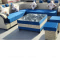 Fujairah L-Shaped 9-Seater Sofa Set (Blue & White) - photo