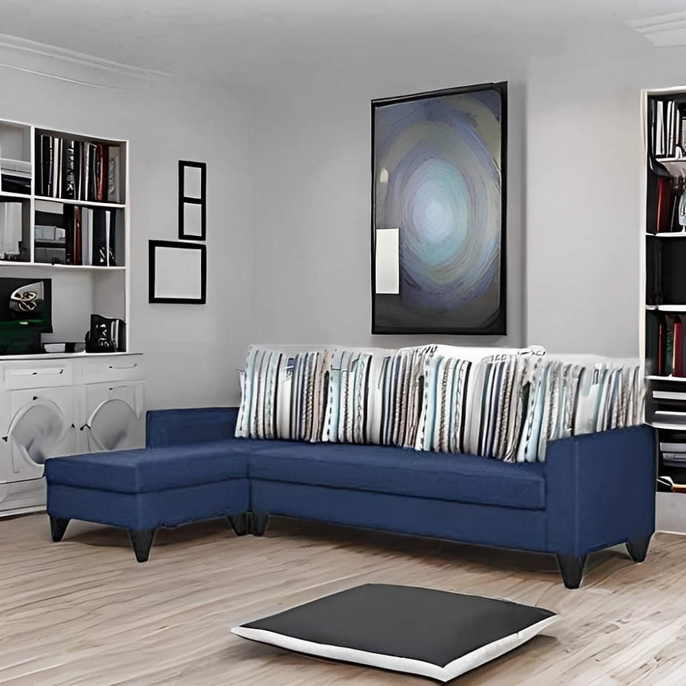 Yolo L Shape Navy Blue Arm Sofa - photo