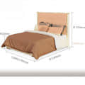 Beige Malaysian Rectangular Puzzle Tufted Queen Size Bed - rear_view
