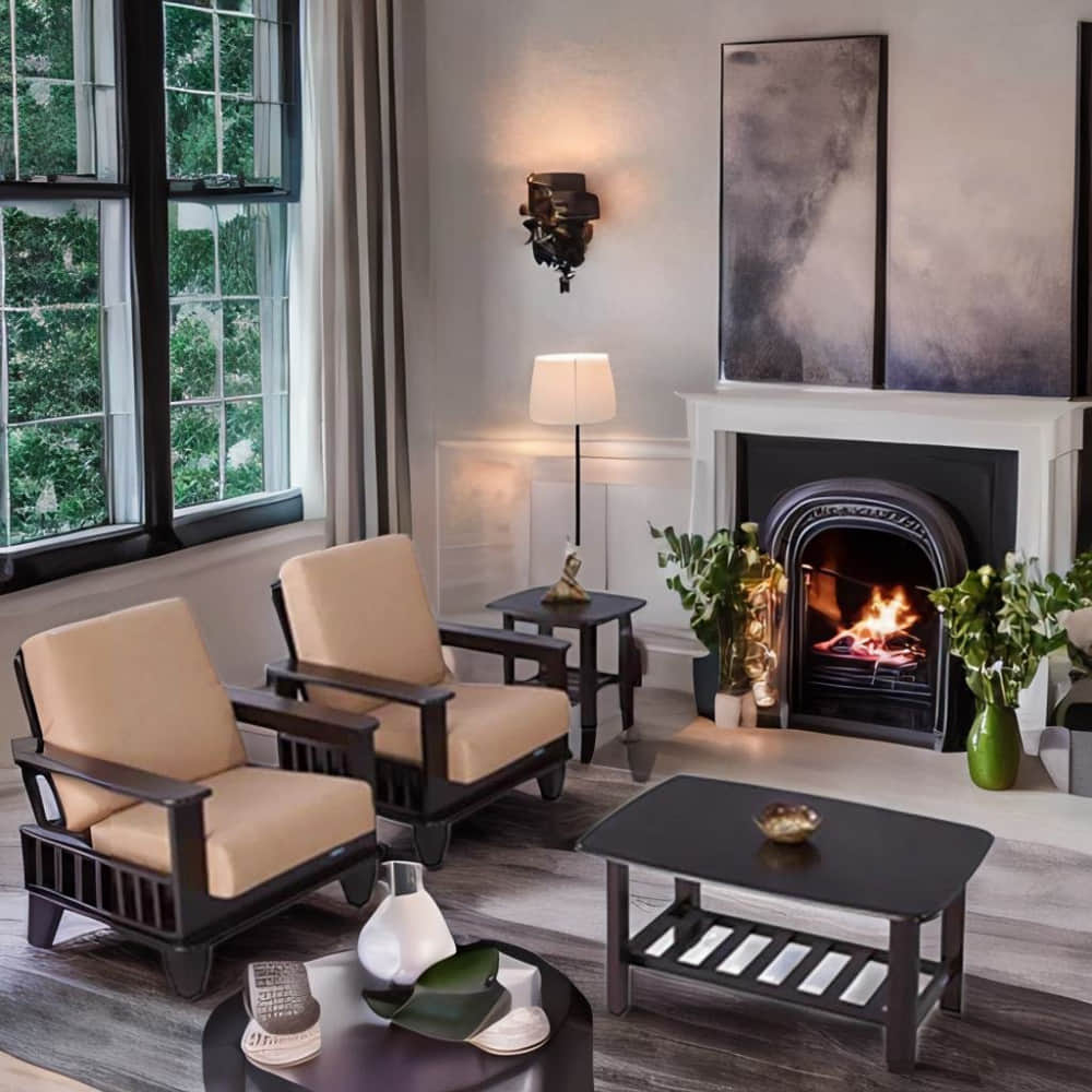 Wooden Éclair Color Sofa Set (3+1+1) - photo