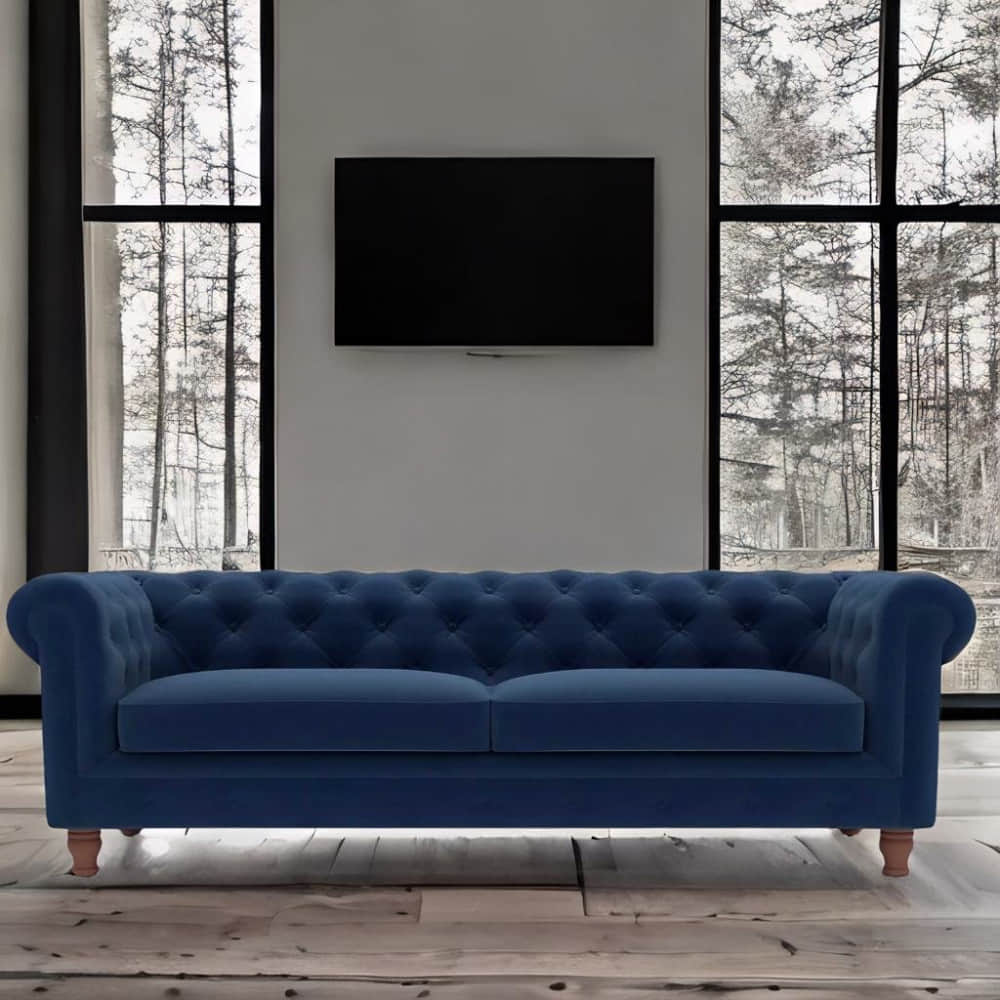 Winchester Fabric 3 Seater Sofa (Cobalt Blue) - photo