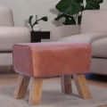 Leather Wooden Small Ottoman Poufee - photo
